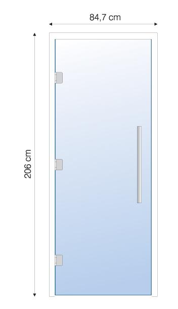 Sauna deur helder aluminium dorpelloos kozijn  84,7x206cm